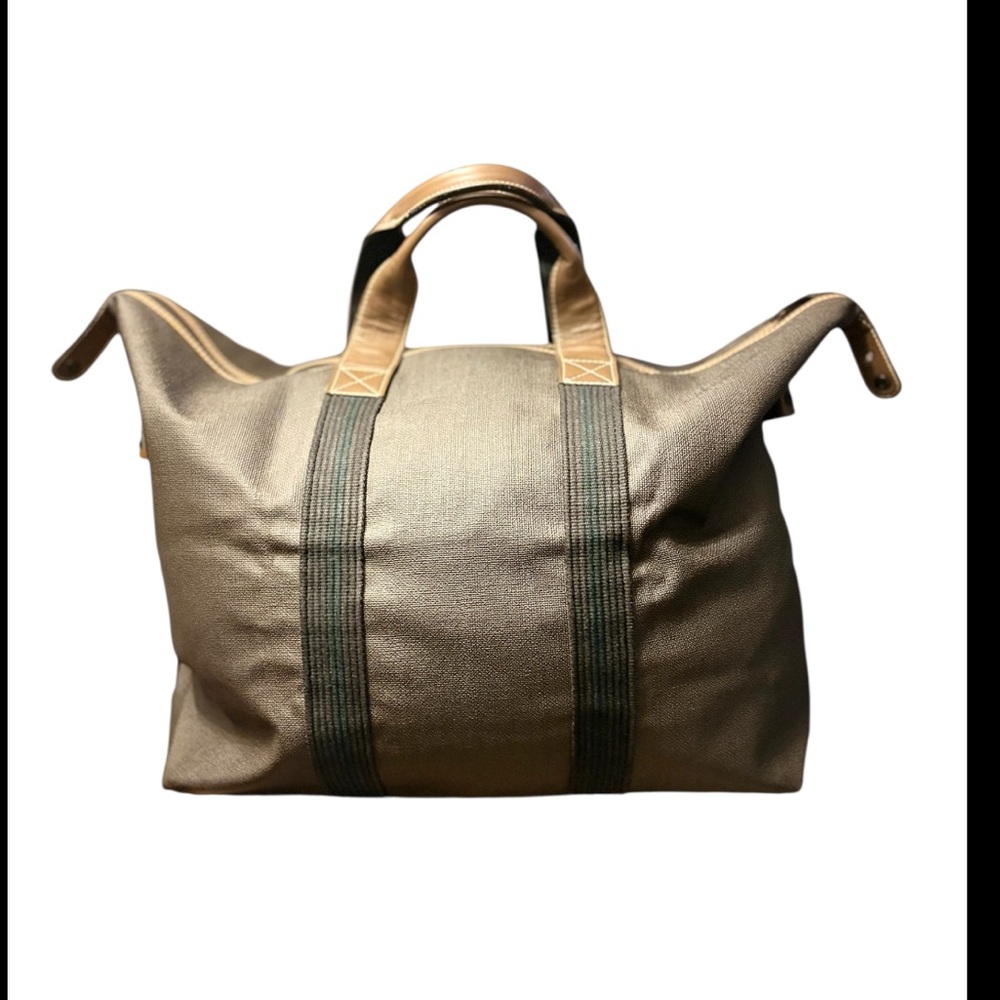 Authentic Vintage Dunhill Herringbone Canvas & Leather Boston Bag - Picture 2 of 8